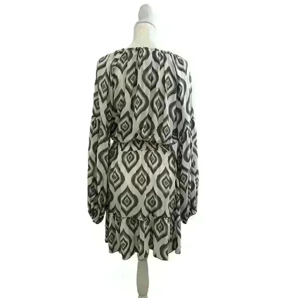 SKEMO NWOT Java Montana Short Dress Design Print Beaded With Elastic Waist Sz S - Picture 2 of 11